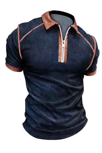 Mørkeblå klassisk poloshirt til mænd med korte ærmer